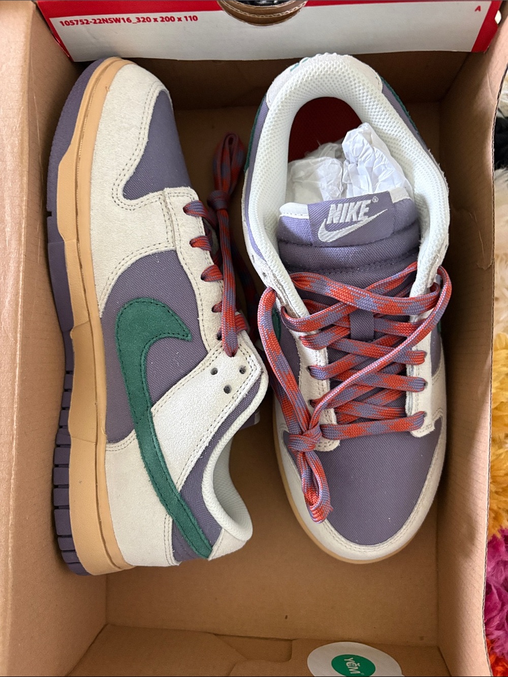 Nike Low-Top Sneakers in Purple, Teal, Cream, and Tan